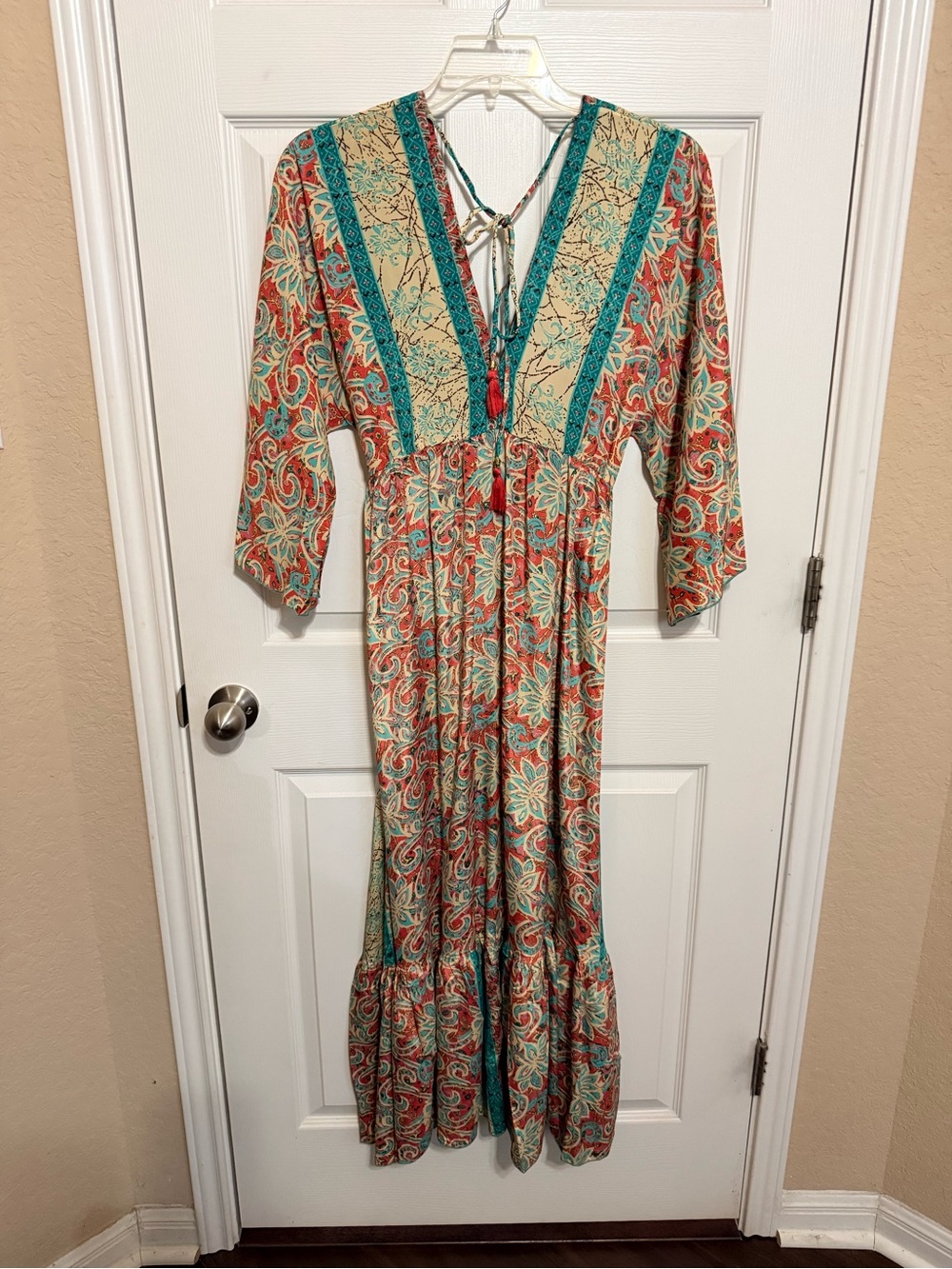 Karma Highway Floral Paisley Maxi Dress with Teal Accents